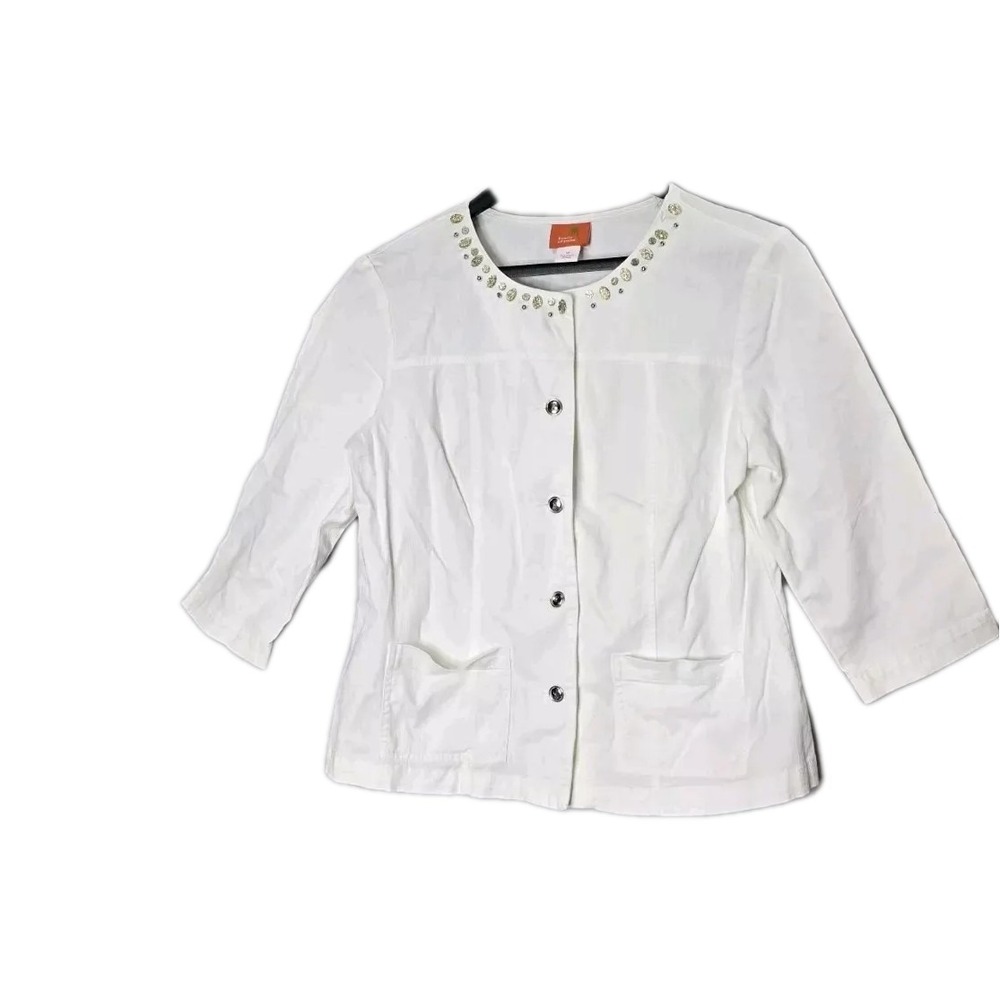 hearts of palm Women's White Denim Jacket  12